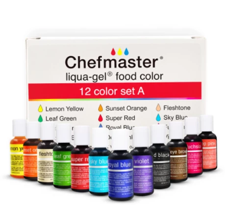 Linneas 12 Color Kit SET A Chefmaster .70oz LIQUA-GEL Supplies 3 Linneas 12 Color Kit SET A Chefmaster .70oz LIQUA-GEL Supplies