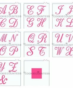 Cookie Countess Stencils 8-Stencil Set Script Alphabet