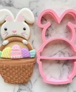 Flour Box Bakery Cutters Bunny In Basket 3-in-1 Multi-Cookie Cutter