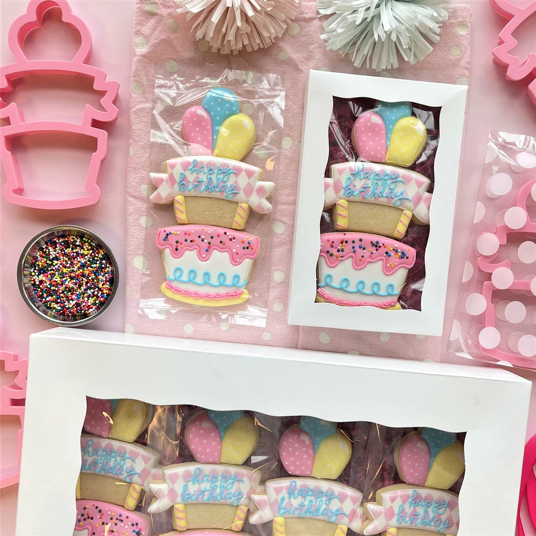 Flour Box Bakery Cake And Balloons 3-in-1 Multi-Cookie Cutter Cutters 7 Flour Box Bakery Cake And Balloons 3-in-1 Multi-Cookie Cutter Cutters