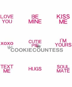 Cookie Countess Message (small) Hearts Stencil Stencils