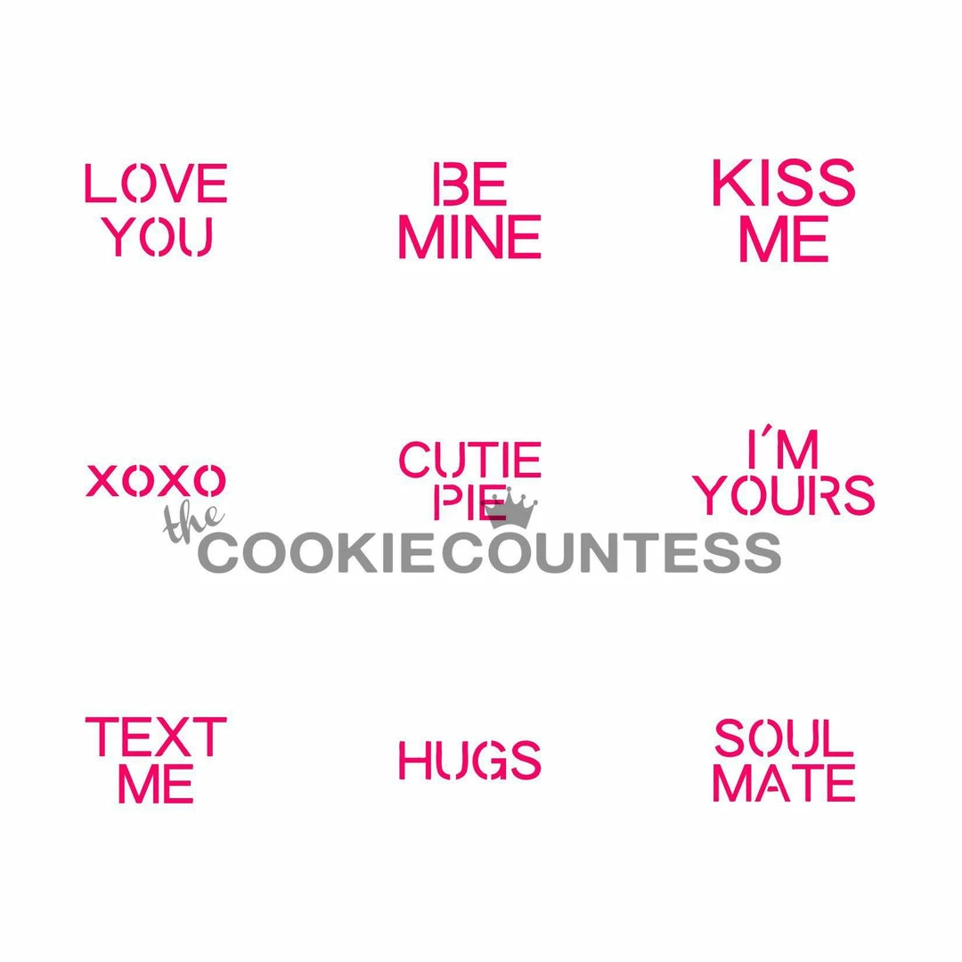 Cookie Countess Message (small) Hearts Stencil Stencils 3 Cookie Countess Message (small) Hearts Stencil Stencils