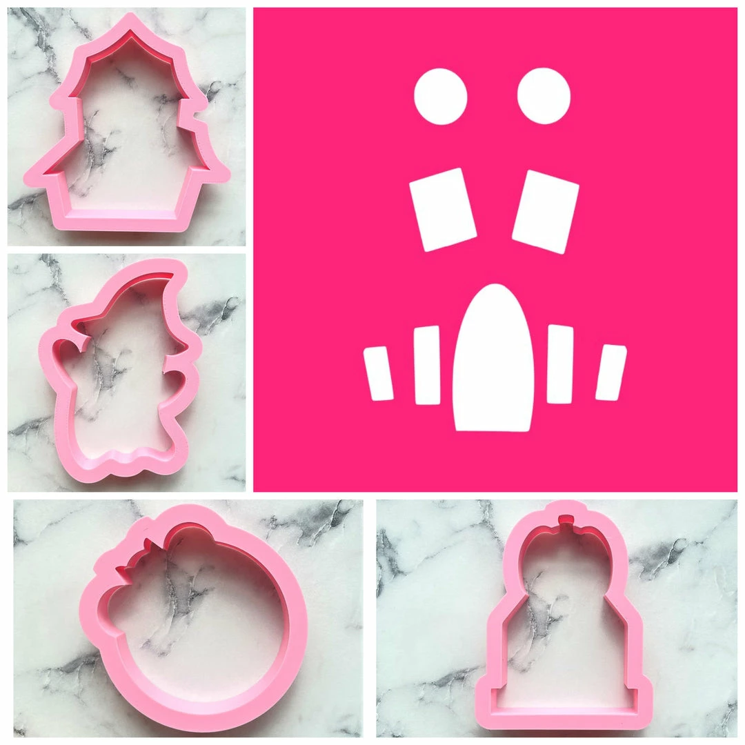 Flour Box Bakery Cutters Haunted House Cookie Cutter BUNDLE With Stencil 4 Flour Box Bakery Cutters Haunted House Cookie Cutter BUNDLE With Stencil