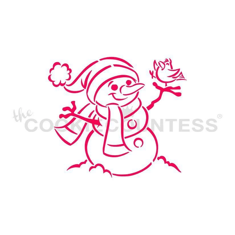 Cookie Countess Snowman With Bird PYO Stencil Stencils 3 Cookie Countess Snowman With Bird PYO Stencil Stencils