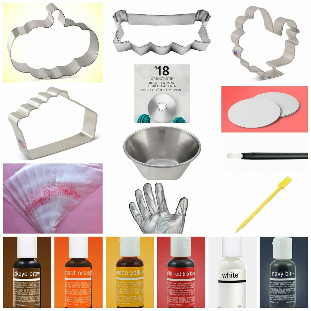 Flour Box Bakery Fall/Thanksgiving Cookie Decorating Kit For Online Class 4 Flour Box Bakery Fall/Thanksgiving Cookie Decorating Kit For Online Class