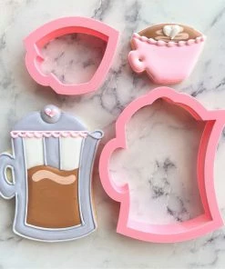 Flour Box Bakery French Press With Mini Coffee Cup Cookie Cutter Set