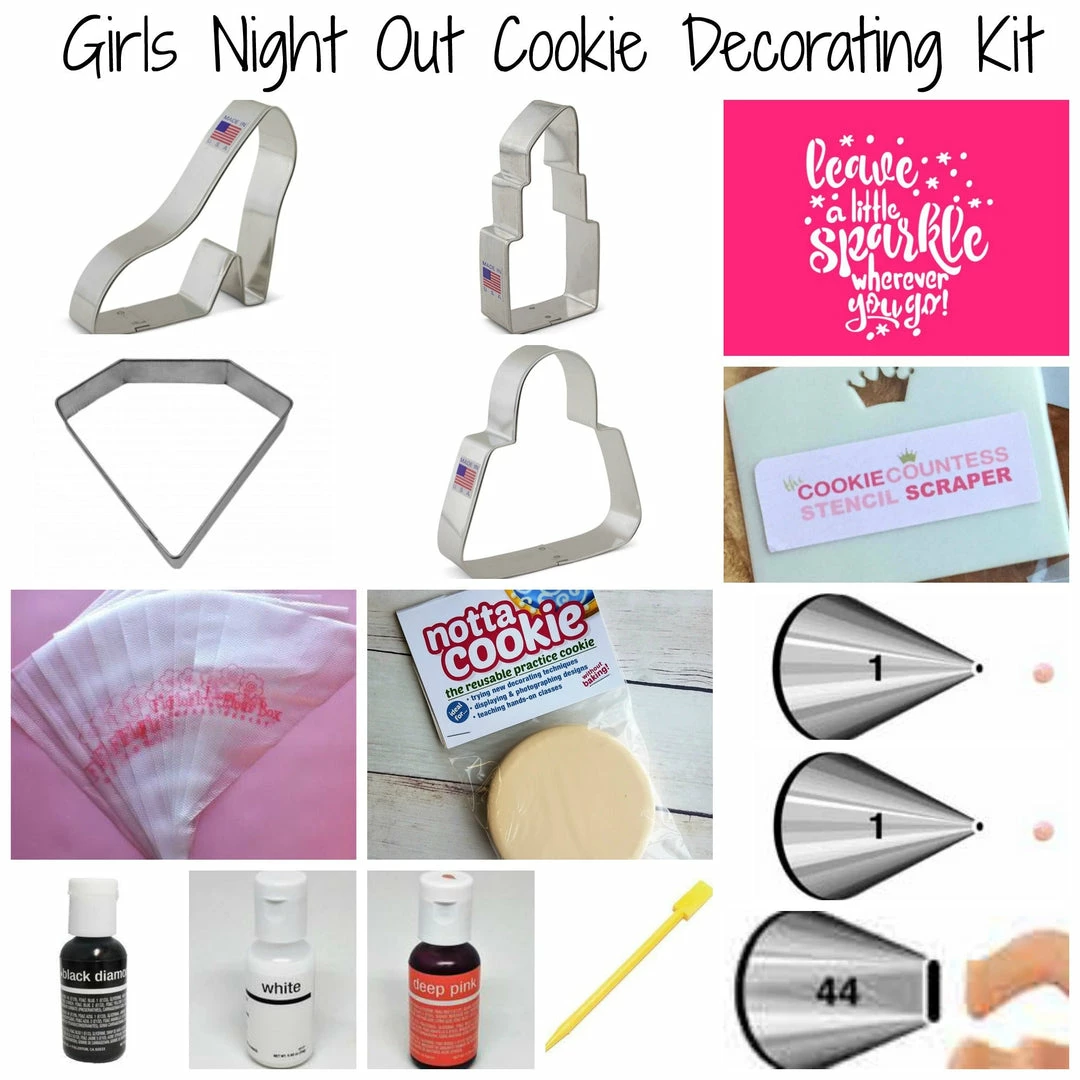 Flour Box Bakery Girls Night Out Cookie Decorating Kit For Online Class Cutters 4 Flour Box Bakery Girls Night Out Cookie Decorating Kit For Online Class Cutters