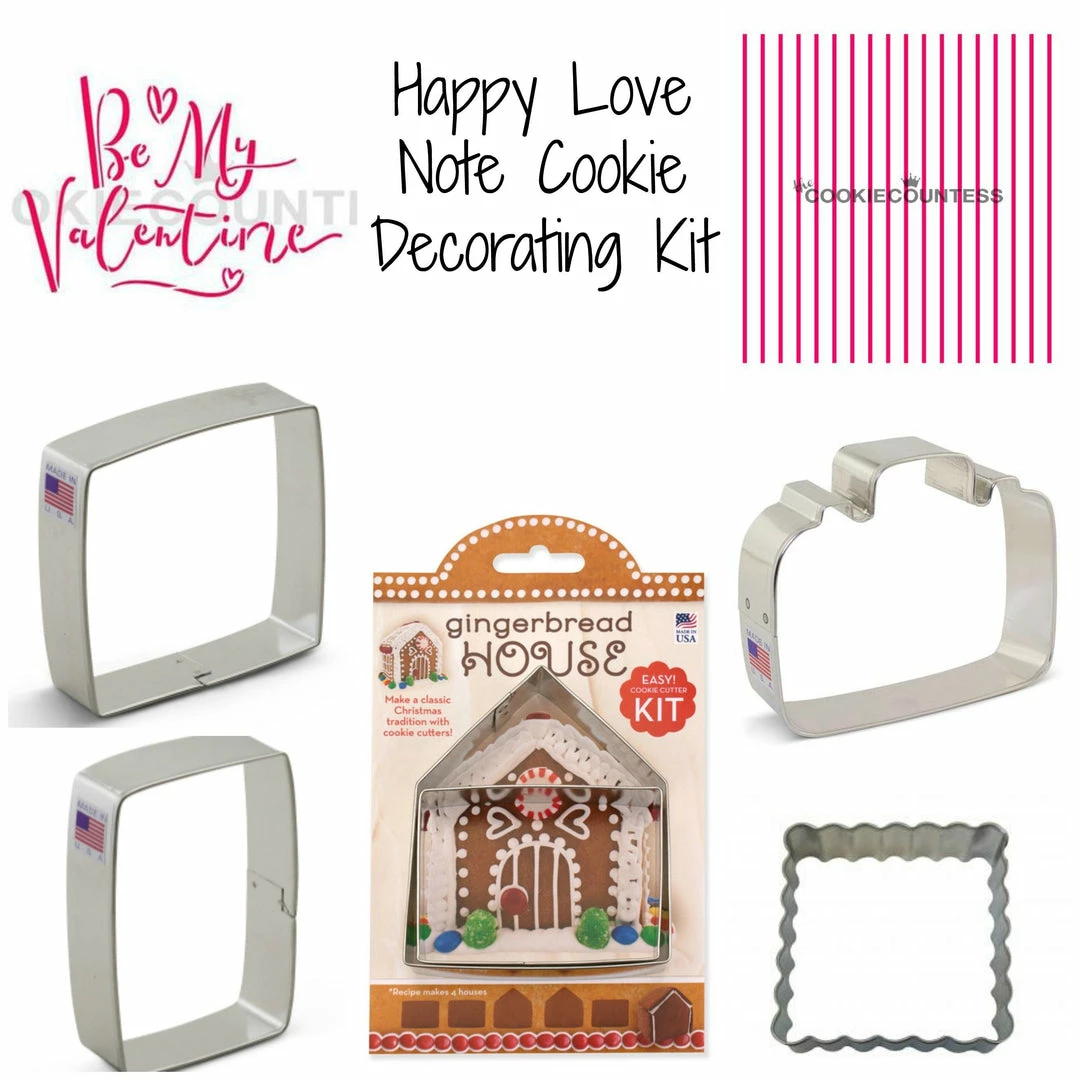 The Flour Box Cutters Happy Love Note Cutter & Stencil Kit 4 The Flour Box Cutters Happy Love Note Cutter & Stencil Kit