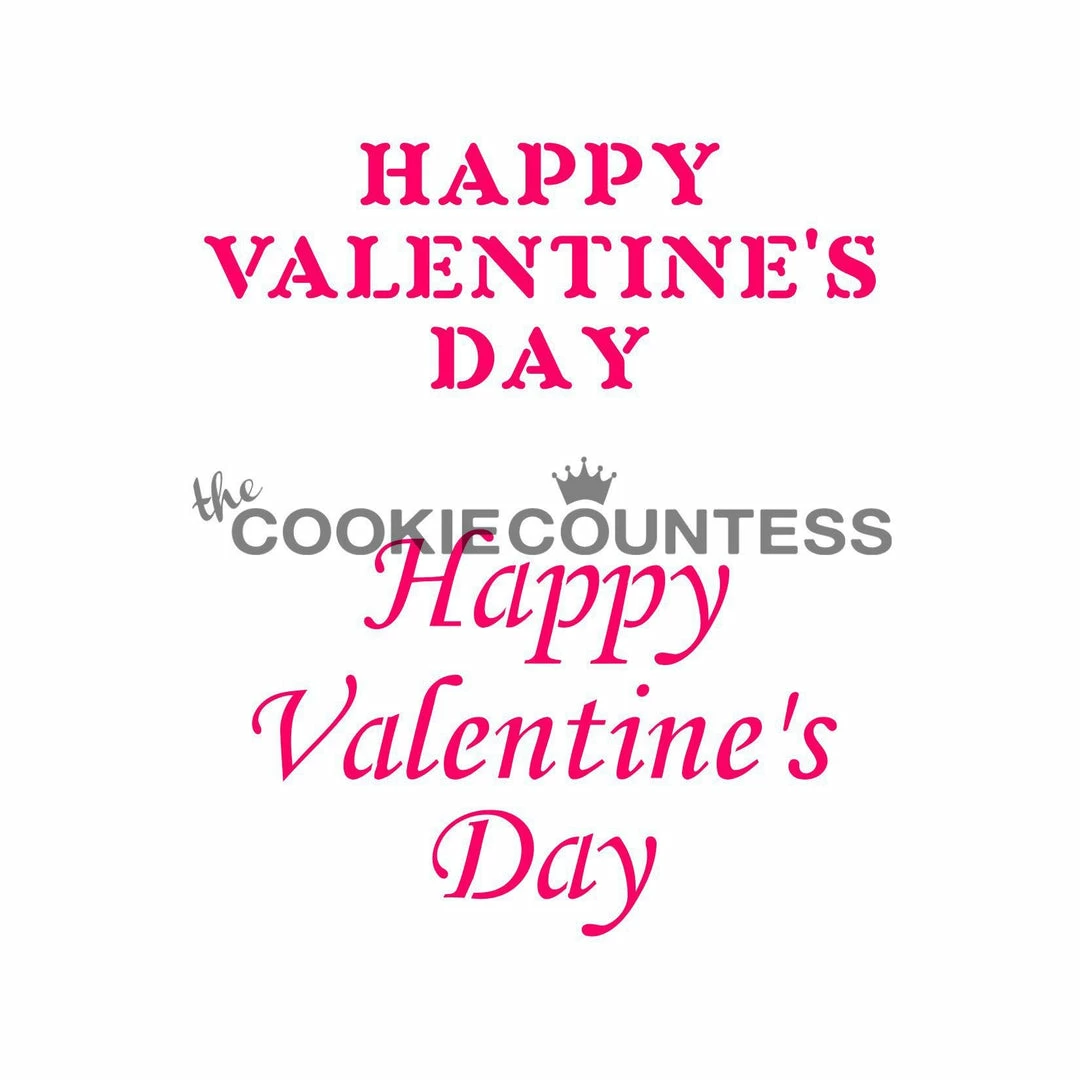Cookie Countess Stencils Happy Valentine's Day Stencil 3 Cookie Countess Stencils Happy Valentine's Day Stencil