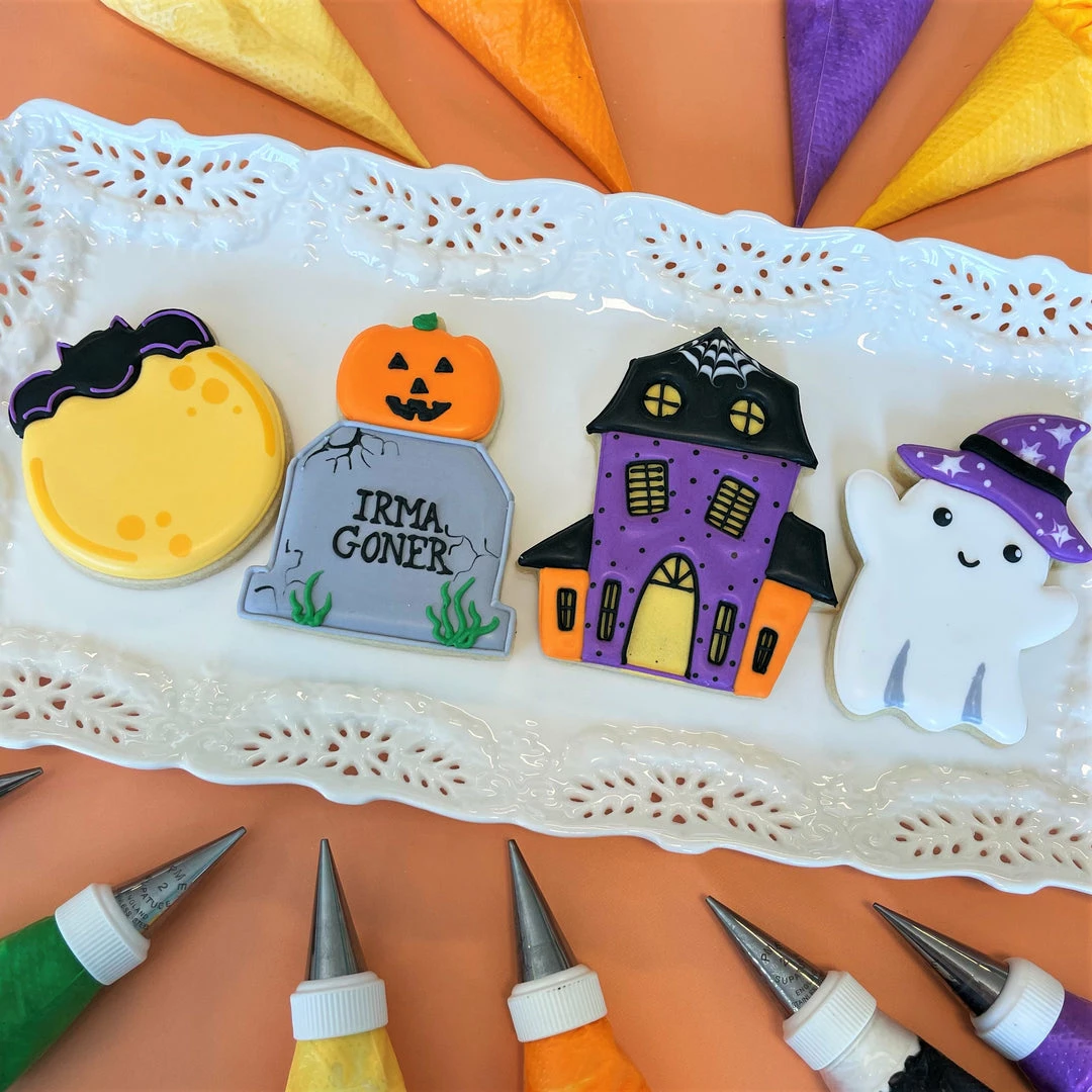 Flour Box Bakery Cutters Haunted House Cookie Cutter BUNDLE With Stencil 5 Flour Box Bakery Cutters Haunted House Cookie Cutter BUNDLE With Stencil