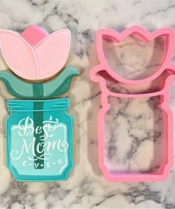 Flour Box Bakery Cutters Mason Jar With Flower 3-in-1 Multi-Cookie Cutter
