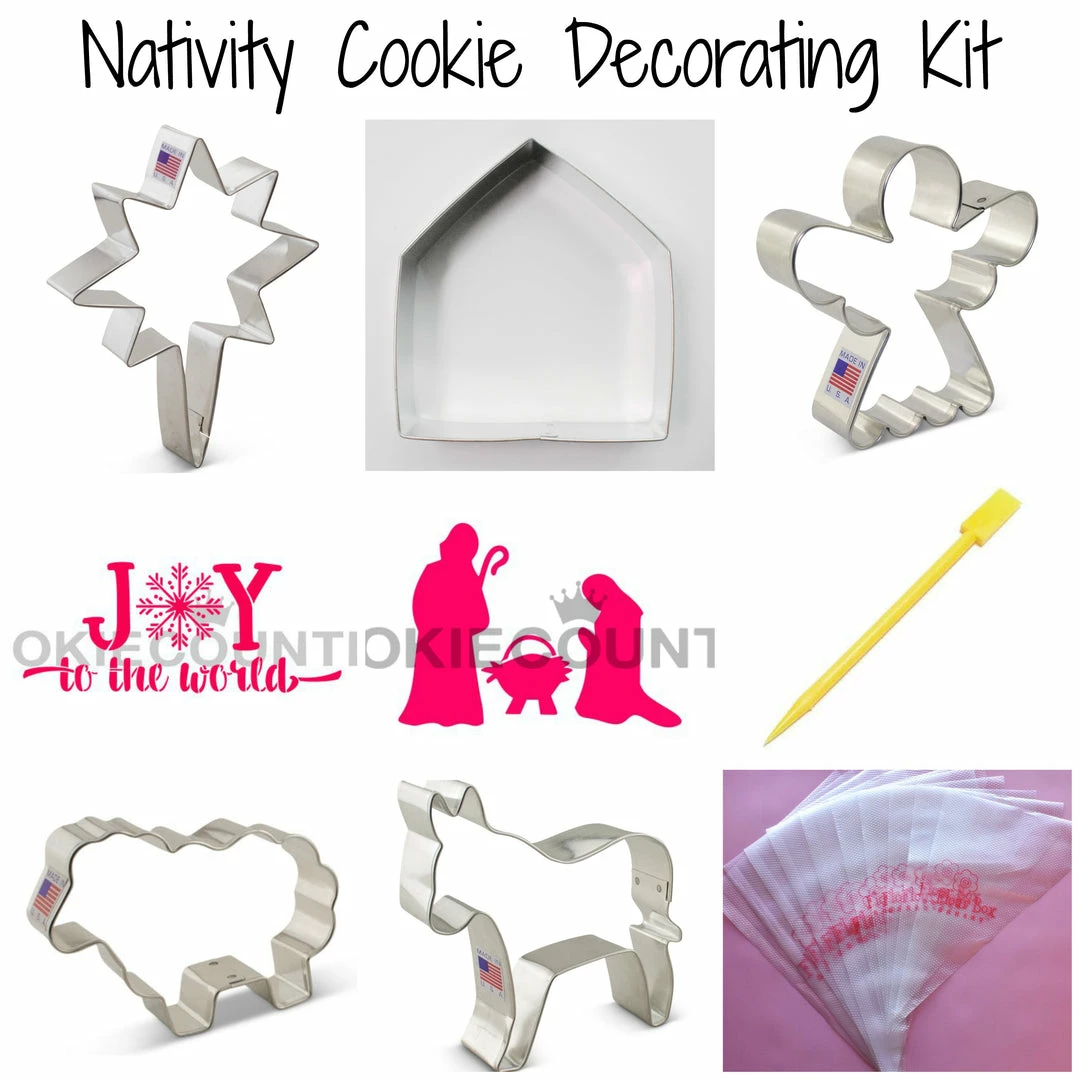 Flour Box Bakery Nativity Cookie Decorating Kit Cutters 4 Flour Box Bakery Nativity Cookie Decorating Kit Cutters