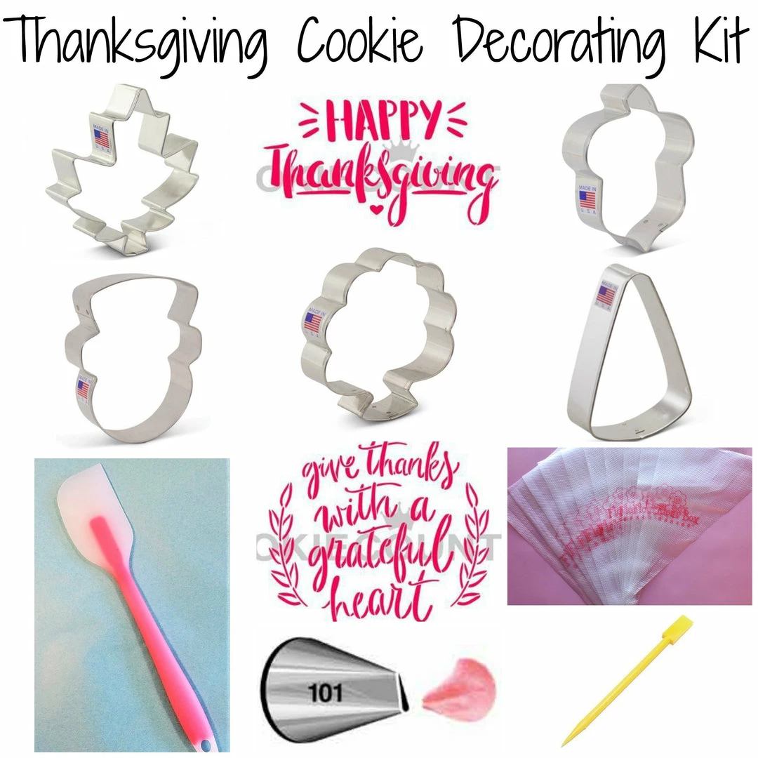 Flour Box Bakery Thanksgiving Cookie Decorating Kit Cutters 4 Flour Box Bakery Thanksgiving Cookie Decorating Kit Cutters