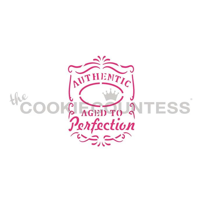 Cookie Countess Aged To Perfection Whiskey Label Stencil 3 Cookie Countess Aged To Perfection Whiskey Label Stencil