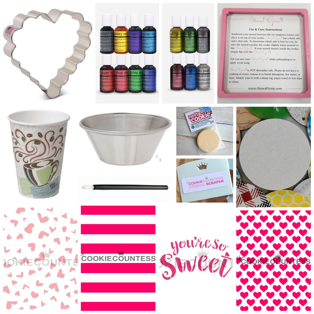 Flour Box Bakery Airbrushing 101 Valentine Cookie Decorating Kit For Online Class Cutters 4 Flour Box Bakery Airbrushing 101 Valentine Cookie Decorating Kit For Online Class Cutters