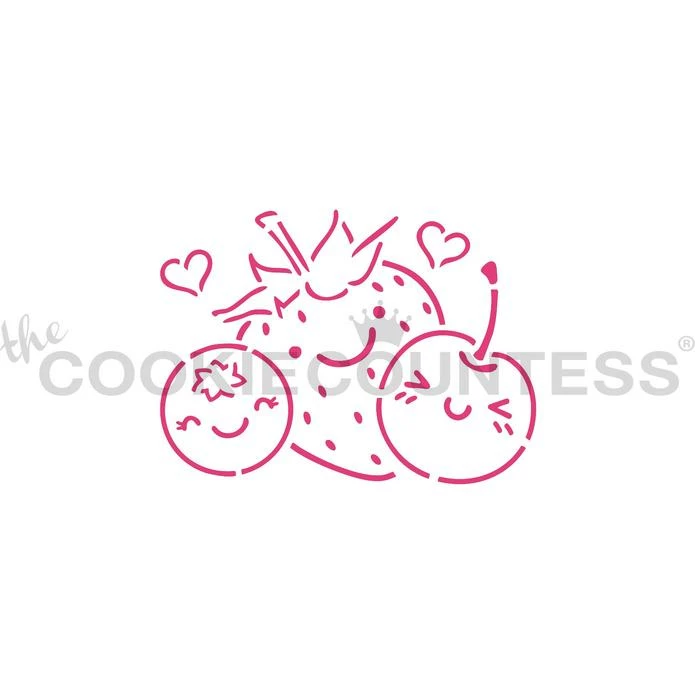 Cookie Countess Stencils Berries PYO Stencil 3 Cookie Countess Stencils Berries PYO Stencil