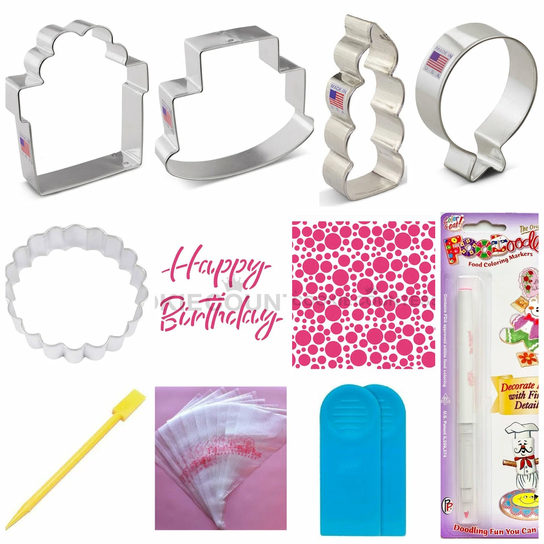 The Flour Box Cutters Birthday Cookie Decorating Kit 4 The Flour Box Cutters Birthday Cookie Decorating Kit