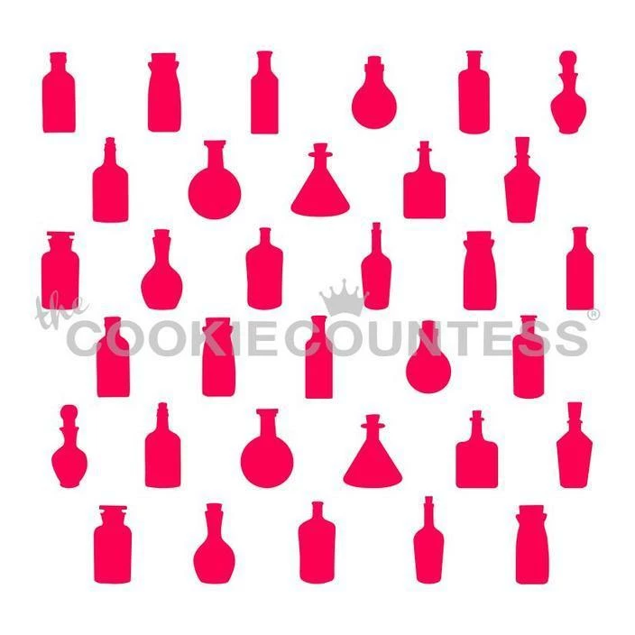 Cookie Countess Potion Bottles Repeat Stencil 3 Cookie Countess Potion Bottles Repeat Stencil