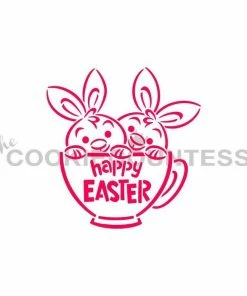 Cookie Countess Bunnies In Teacup DWC/PYO Stencil