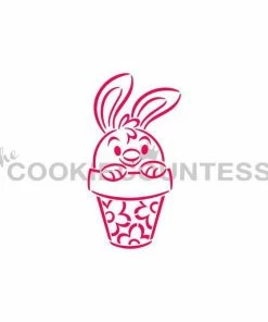 Cookie Countess Stencils Bunny In A Pot DWC/PYO Stencil