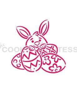 Cookie Countess Bunny Behind Eggs PYO Stencil