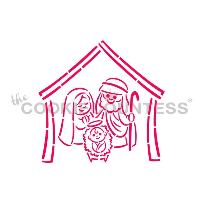 Cookie Countess Christmas Manger 4pc PYO Stencil Set Stencils 6 Cookie Countess Christmas Manger 4pc PYO Stencil Set Stencils