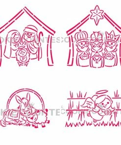 Cookie Countess Christmas Manger 4pc PYO Stencil Set Stencils