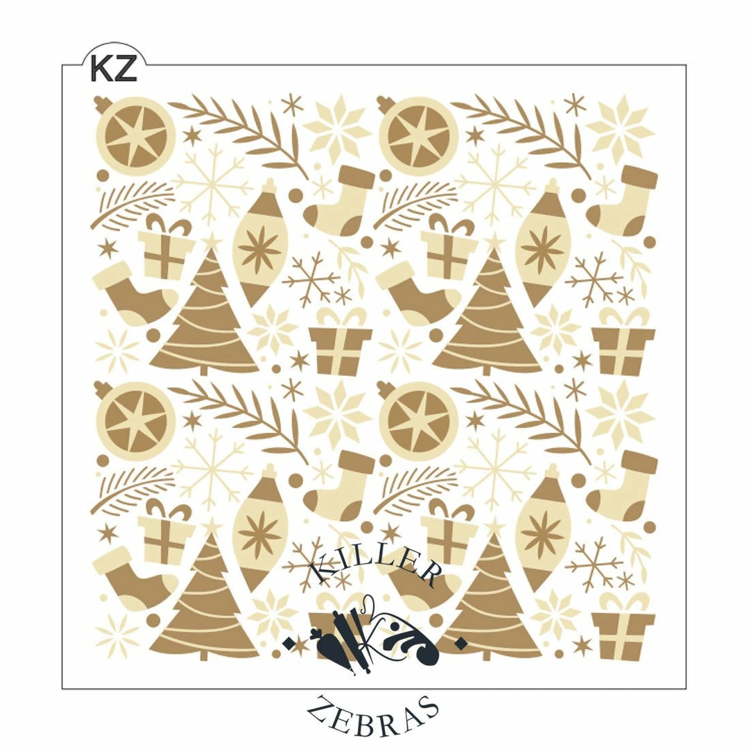 Killer Zebras Deck The Halls 2pc KZ Stencil 3 Killer Zebras Deck The Halls 2pc KZ Stencil