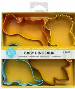 R&M International Baby Dinosaur 4 Pc Colored R&M Cookie Cutter Set Cutters