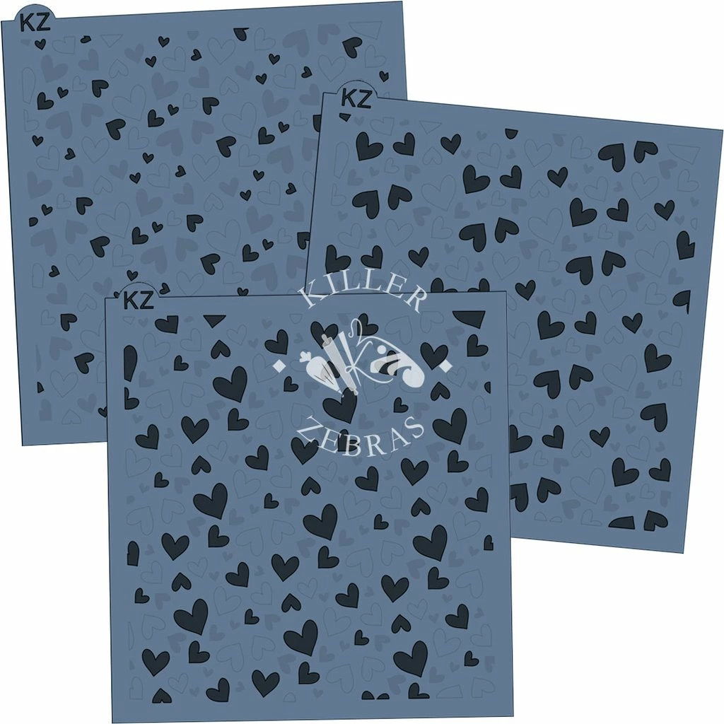 Killer Zebras Falling In Love 3pc KZ Stencil Stencils 4 Killer Zebras Falling In Love 3pc KZ Stencil Stencils