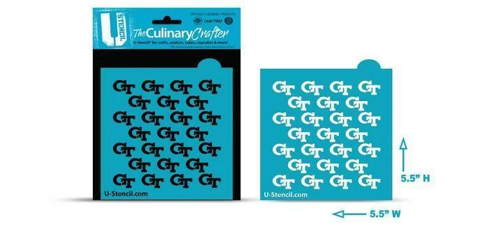 Cookie Countess Georgia Tech GT Repeat Script College Stencil 3 Cookie Countess Georgia Tech GT Repeat Script College Stencil