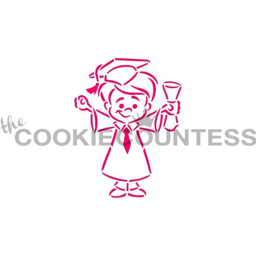 Cookie Countess Graduate Boy PYO Stencil 3 Cookie Countess Graduate Boy PYO Stencil