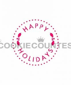 Happy Holidays Round Cookie Countess Stencil