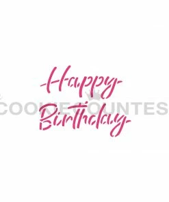 Cookie Countess Happy Birthday Script Stencil Stencils