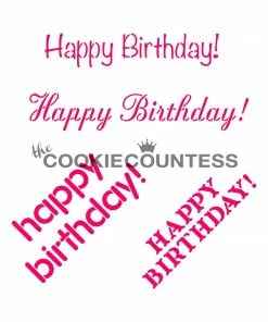 Cookie Countess Happy Birthday Phrases Stencil Stencils