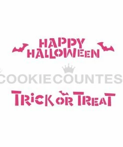 Cookie Countess Happy Halloween, Trick Or Treat Cookie Stick Stencil Stencils