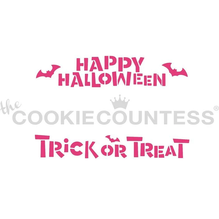 Cookie Countess Happy Halloween, Trick Or Treat Cookie Stick Stencil Stencils 3 Cookie Countess Happy Halloween, Trick Or Treat Cookie Stick Stencil Stencils