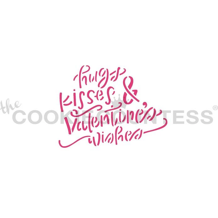 Cookie Countess Stencils Hugs Kisses & Valentine's Wishes Stencil 3 Cookie Countess Stencils Hugs Kisses & Valentine's Wishes Stencil