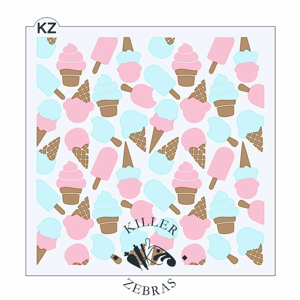 Killer Zebras Stencils Ice Cream 3pc KZ Stencil 3 Killer Zebras Stencils Ice Cream 3pc KZ Stencil