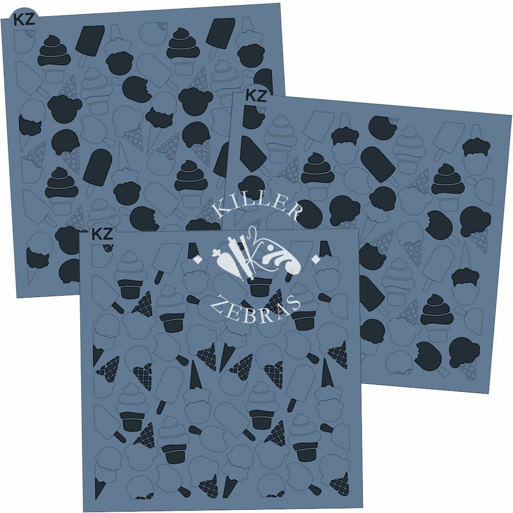 Killer Zebras Stencils Ice Cream 3pc KZ Stencil 5 Killer Zebras Stencils Ice Cream 3pc KZ Stencil