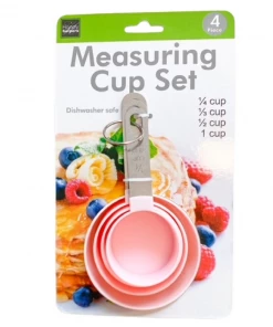 China Stackable Pink Measuring Cups 4 Pc Set