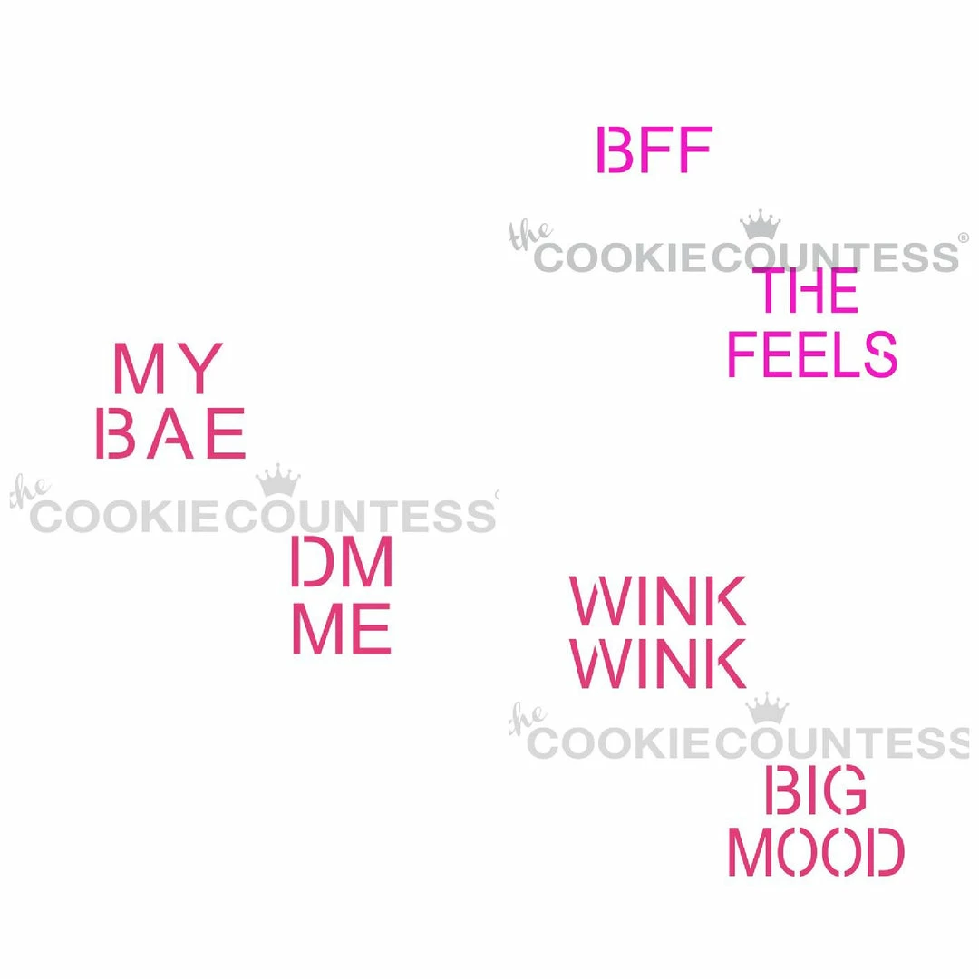 Cookie Countess Stencils Conversation MODERN Hearts LARGE 3 Pc Stencil Set 3 Cookie Countess Stencils Conversation MODERN Hearts LARGE 3 Pc Stencil Set