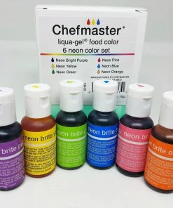 Linneas Supplies 6 Color Kit NEON Chefmaster .70oz LIQUA-GEL