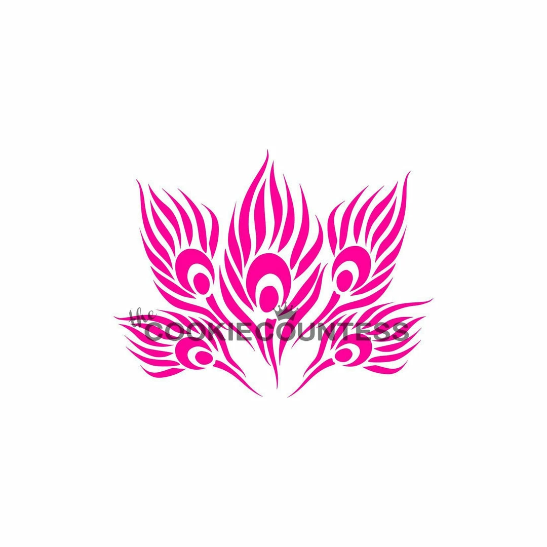 Cookie Countess Stencils Peacock Feather Stencil 3 Cookie Countess Stencils Peacock Feather Stencil