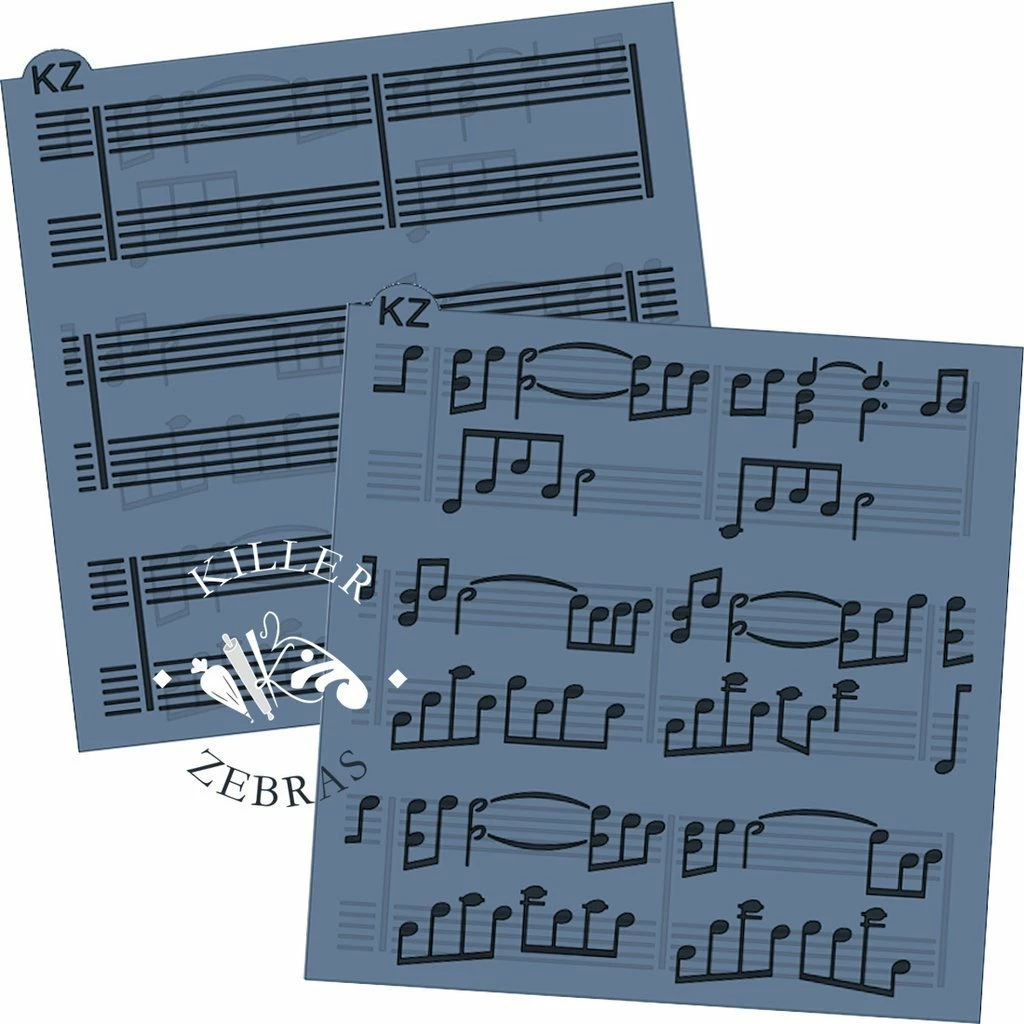 Killer Zebras Stencils Music Sheet 2pc KZ Stencil Set 3 Killer Zebras Stencils Music Sheet 2pc KZ Stencil Set