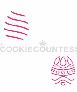 Cookie Countess Mini Egg Stripes & Hearts PYO Stencil
