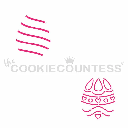 Cookie Countess Mini Egg Stripes & Hearts PYO Stencil 3 Cookie Countess Mini Egg Stripes & Hearts PYO Stencil