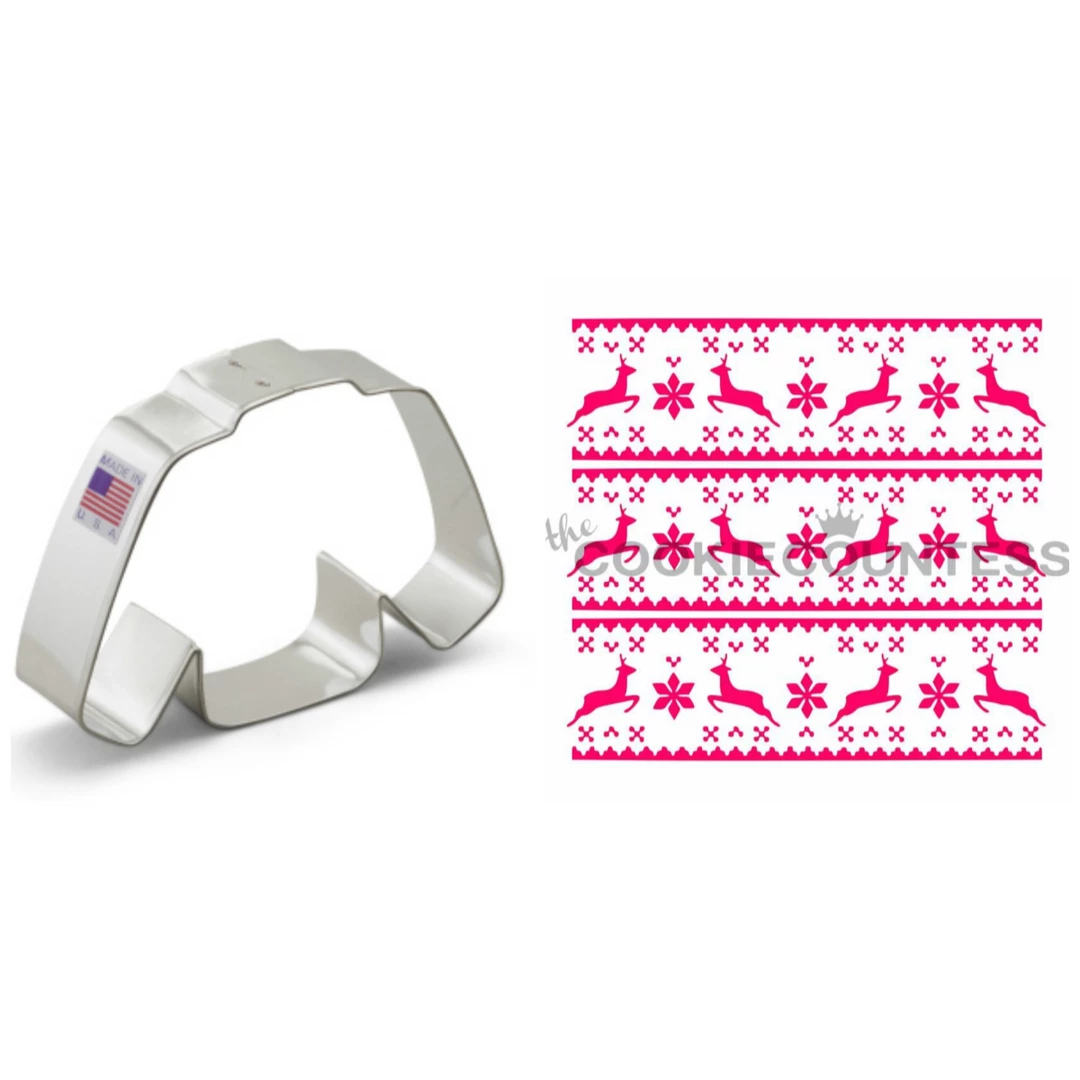 Cookie Countess,ann Clark Ugly Sweater Cookie Cutter And Christmas Fair Isle Stencil BUNDLE 3 Cookie Countess,ann Clark Ugly Sweater Cookie Cutter And Christmas Fair Isle Stencil BUNDLE