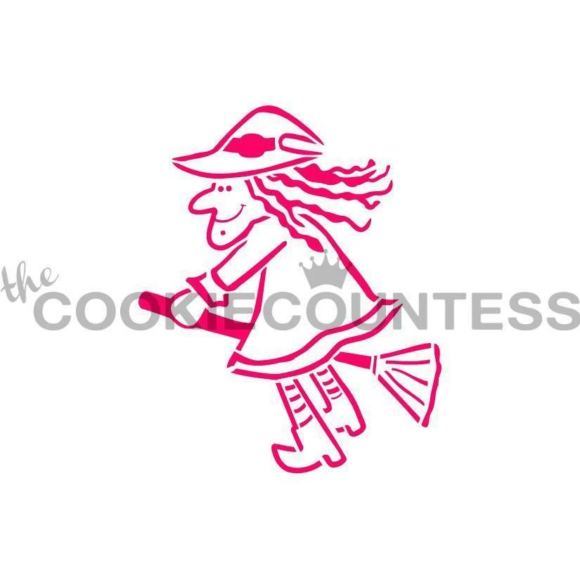 Cookie Countess Stencils Witch On A Broom PYO Stencil 3 Cookie Countess Stencils Witch On A Broom PYO Stencil